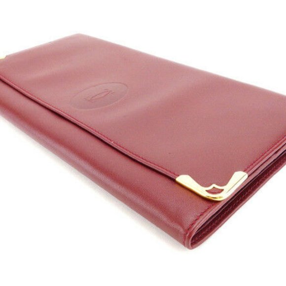 Cartier Clutch bag Second bag Mastline Red Gold Woman Authentic Used